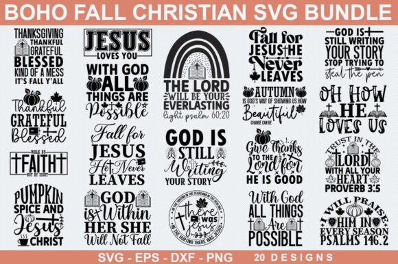 Boho Fall Christian SVG Bundle
