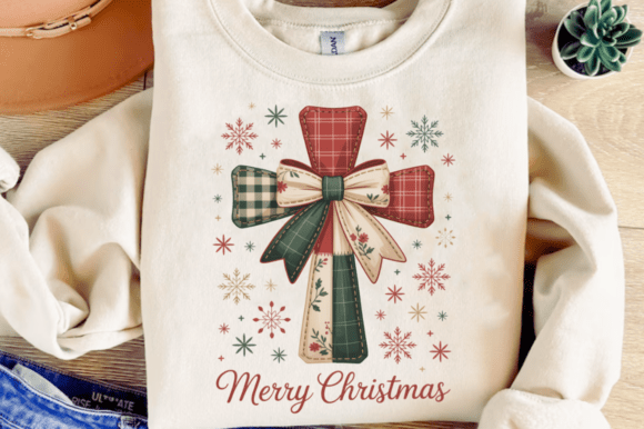 Christian Christmas Coquette Bow PNG for T-Shirt Designs