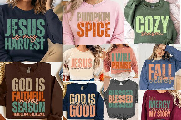 Christian Fall PNG SVG Bundle: T-Shirt Designs