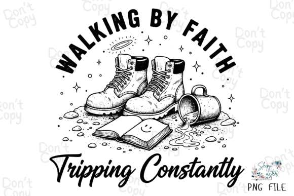 Funny Christian, Walking by Faith PNG for T-Shirt Designs