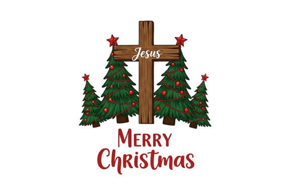 Jesus Cross Christmas Tree Decor T-Shirt Designs