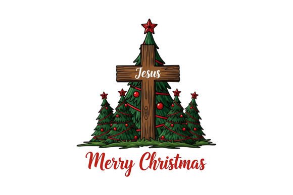 Jesus Cross Merry Christmas Tree