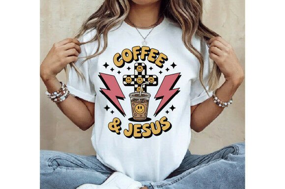 Kawaii Faith Coffee Jesus Clipart for T-Shirt Designs