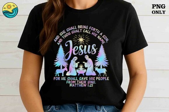 Matthew 1:21 Jesus Nativity PNG — T-Shirt Designs