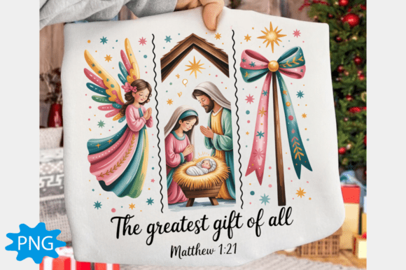 Preppy Christian Nativity Scene Glitter T-Shirt Designs