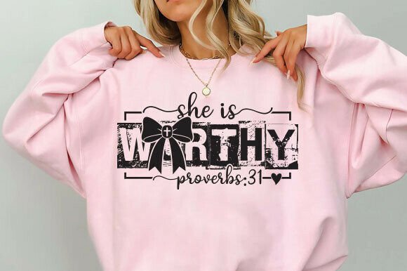 She is Worthy PNG, Christian PNG Tee